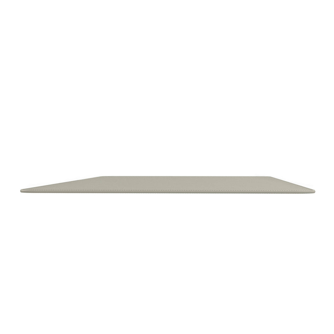 Luxe stone bureau onderlegger, leer look, dubbelzijdig met gestikte rand en Aptiq logo, vlak liggend van achteren gezien op witte achtergrond