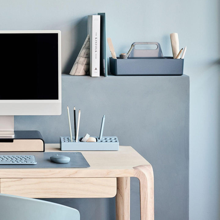 Monitor desk set in lake blue